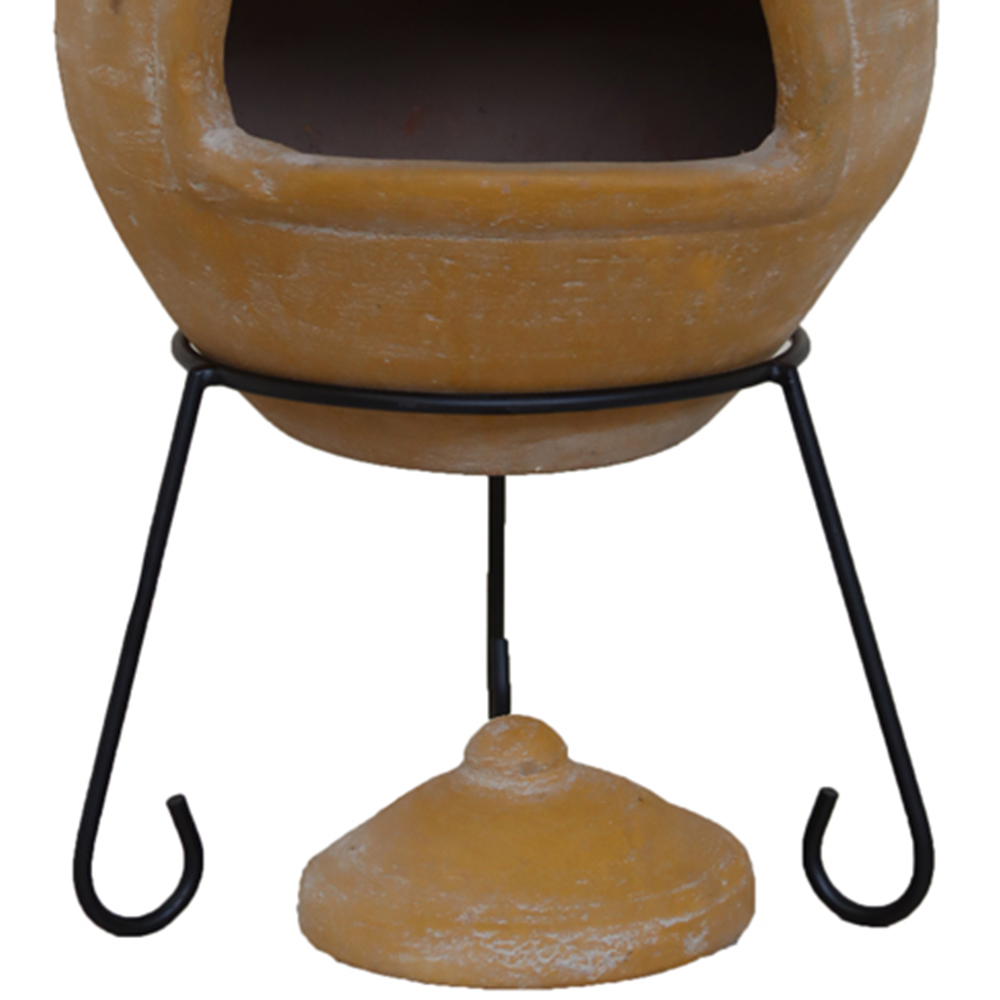 Gardeco Iguana Extra Large Yellow and Brown Mexican Chimenea with Stand and Lid Image 3