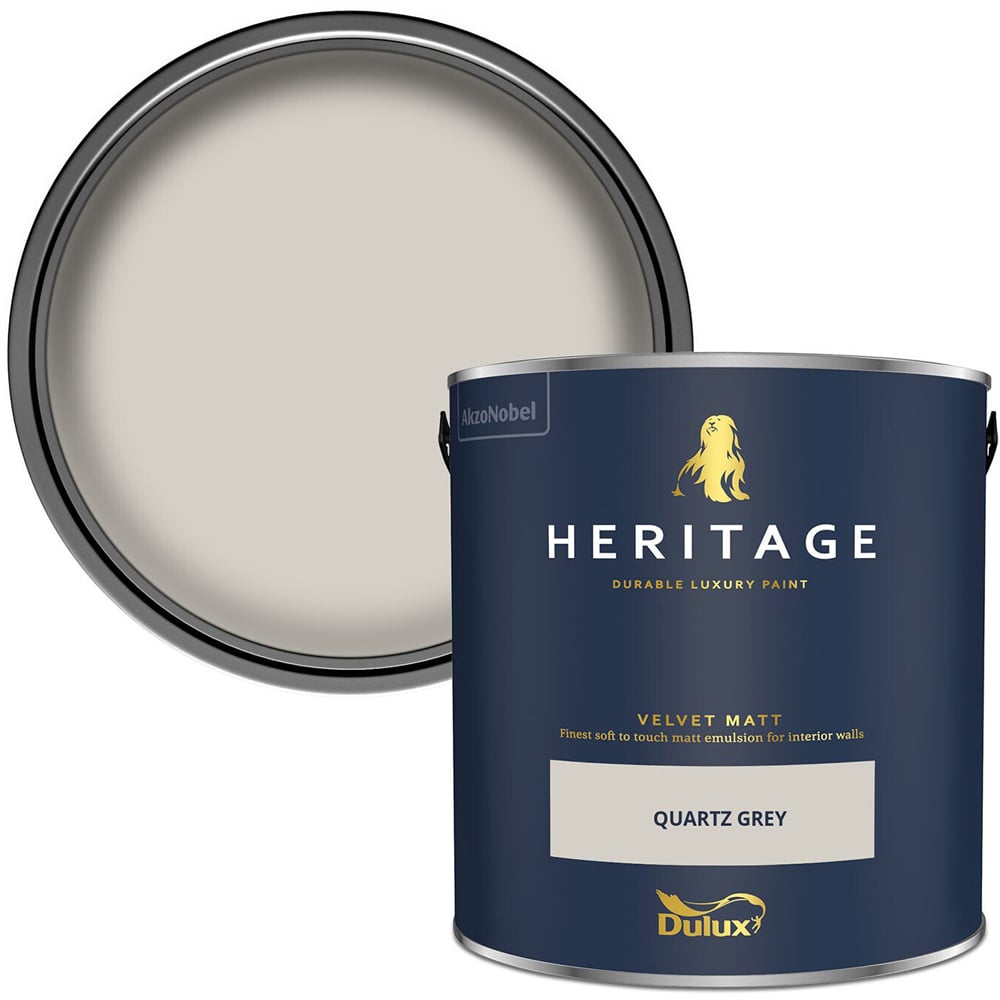 Dulux Heritage Walls and Ceilings Quartz Grey Velvet Matt Emulsion Paint 2.5L Image 1