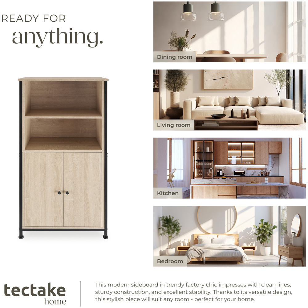 Tectake Doncaster 2 Door 2 Shelf Sonoma Oak Display Cabinet Image 7