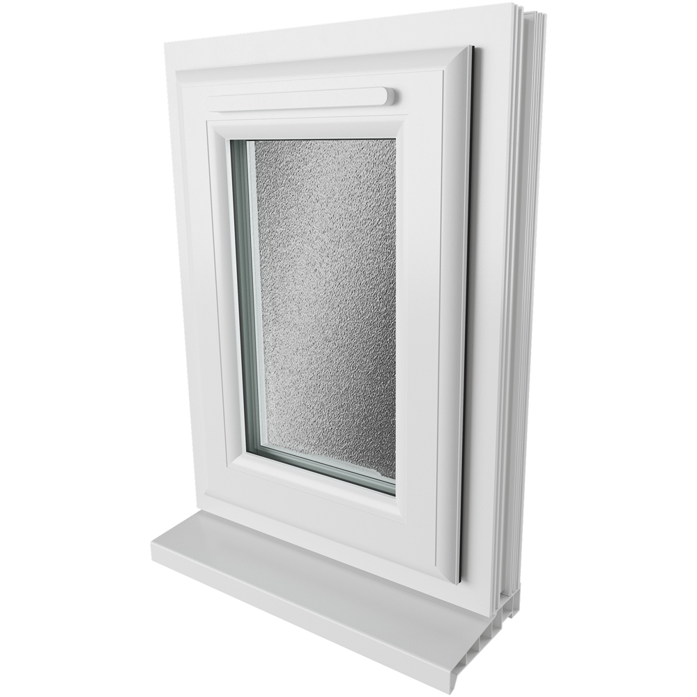Crystal uPVC Triple Glazed Window Top Hung Opener White Obscure Glass 440x610mm Image 9