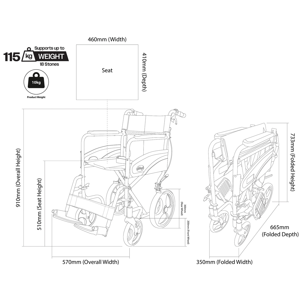 Aidapt Compact Aluminium Wheelchair Image 5