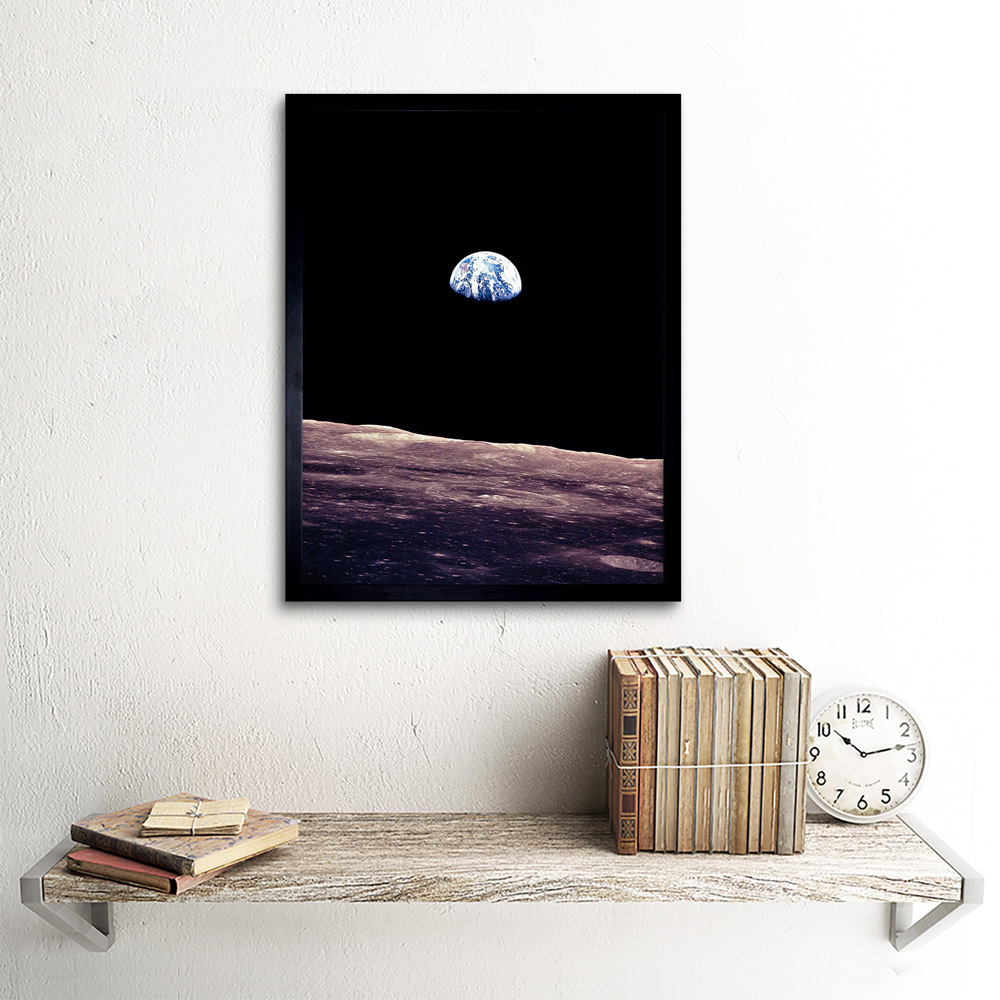 Wee Blue Coo NASA Space Planet Earth Lunar Surface Moon Framed Wall Art Print 30 x 41cm Image 2