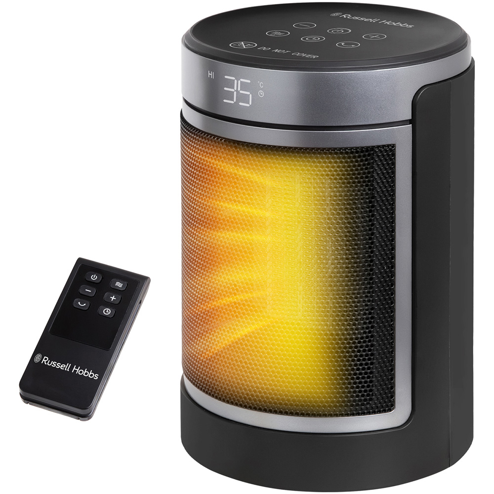 Russell Hobbs RHCH2002S Black and Silver Oscillating Ceramic Heater 1500W Image 1