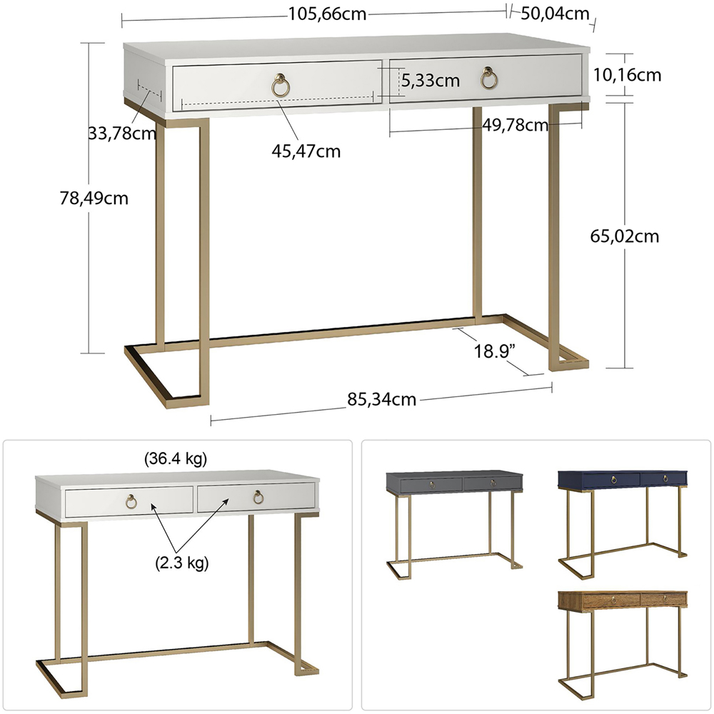 Dorel Home Camila 2 Drawer Graphite Grey Writing Desk Image 5