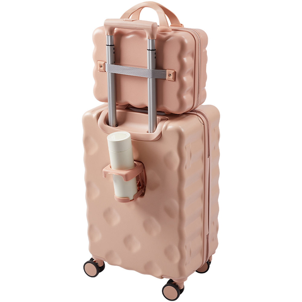 H&O Direct 2 Piece Light Pink ABS Hard Shell Suitcase Set with Spinner Wheels and USB Port Image 3