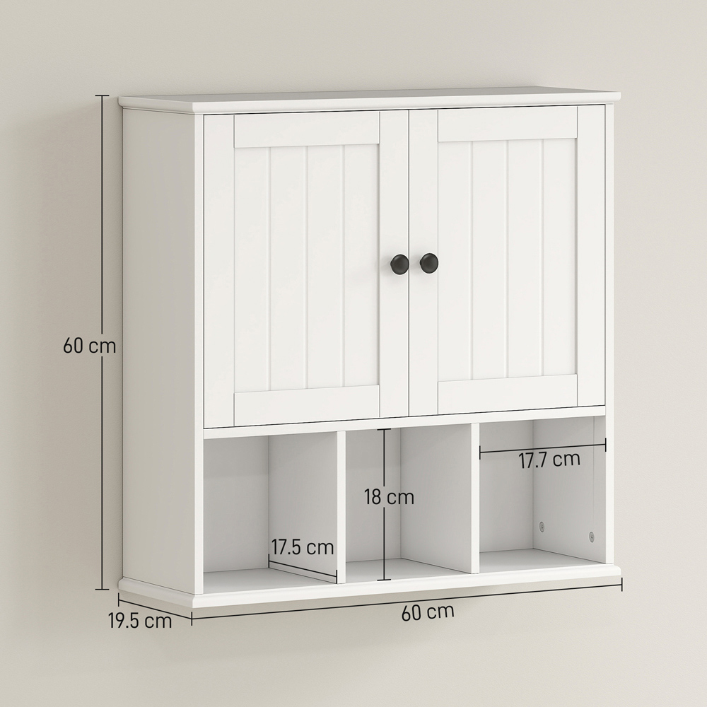 Portland 2 Door 3 Shelf White Wall-Mounted Bathroom Storage Cabinet Image 9