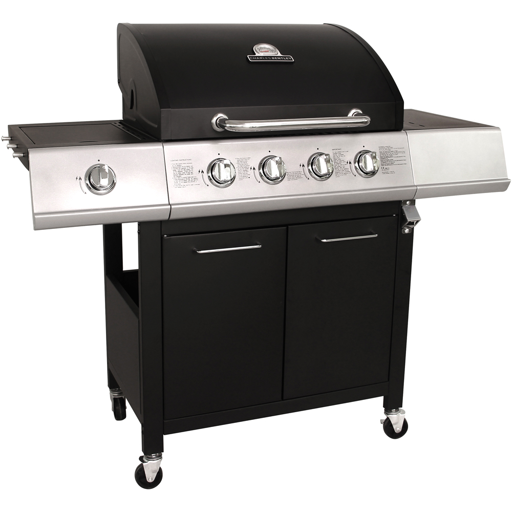 Charles Bentley 4 Burner + 1 Side Burner Gas BBQ Black Image 1