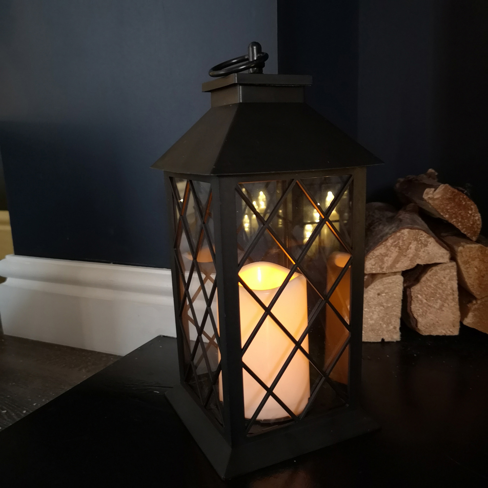 Samuel Alexander White LED Christmas Lantern with Flickering Candle Image 2