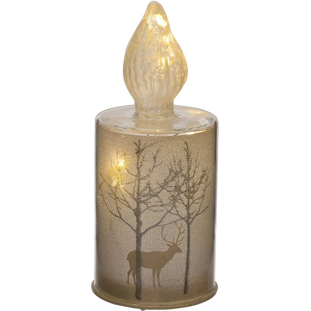The Christmas Gift Co White LED Forest Scene Glass Candle Small Image 3