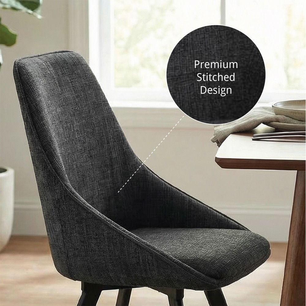 FWStyle Myla Set of 2 Black Chenille Upholstered Swivel Dining Chair Image 6