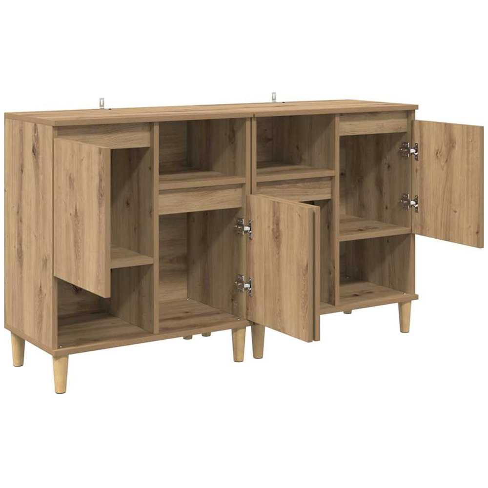vidaXL 2 Door 2 Open Shelf Artisan Oak Sideboard with Wooden Legs Set of 2 Image 6