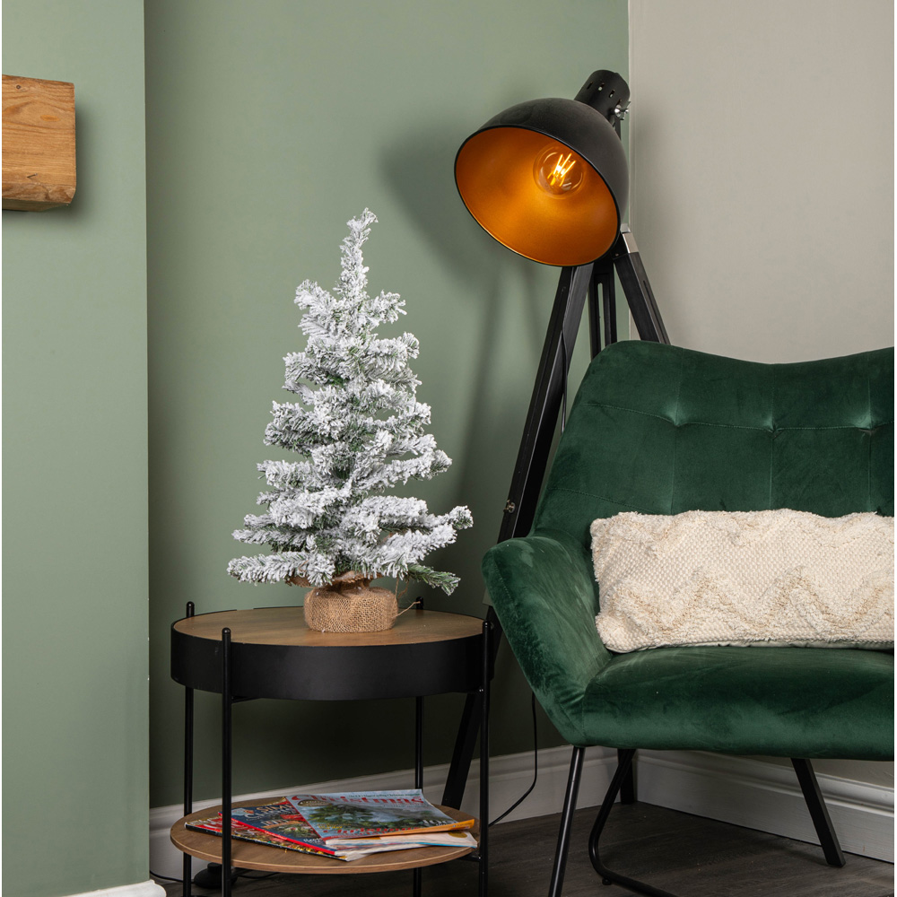 Samuel Alexander Mini Imperial Snow Flocked Christmas Tree in Burlap Base 60cm Image 7