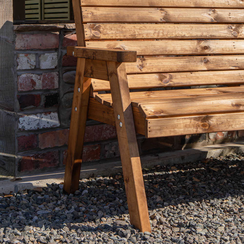 Samuel Alexander 3 Seater Rustic Wooden Garden Bench Image 6