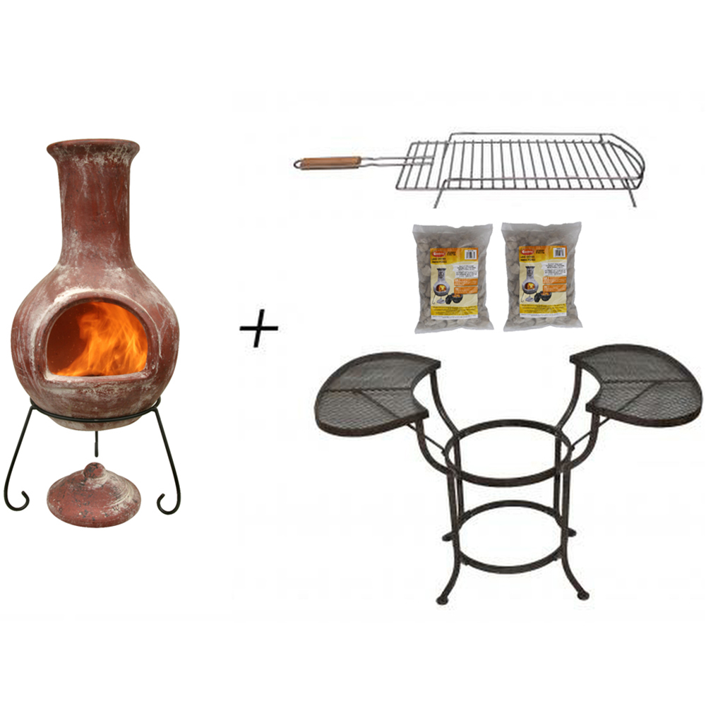 Gardeco BBO-C8C.02 Grill Lava Stones and Cradle Mexican Chiminea BBQ Bundle Image 2