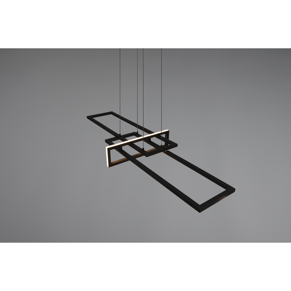 TRIO Salinas Matt Black Rectangular LED Pendant Light Image 3