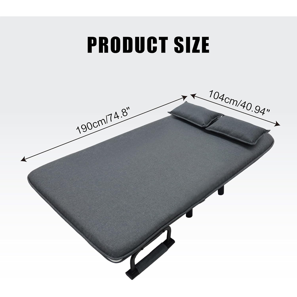 Alivio 2-in-1 Double Grey Adjustable Backrest Foldable Sofa Bed Image 9