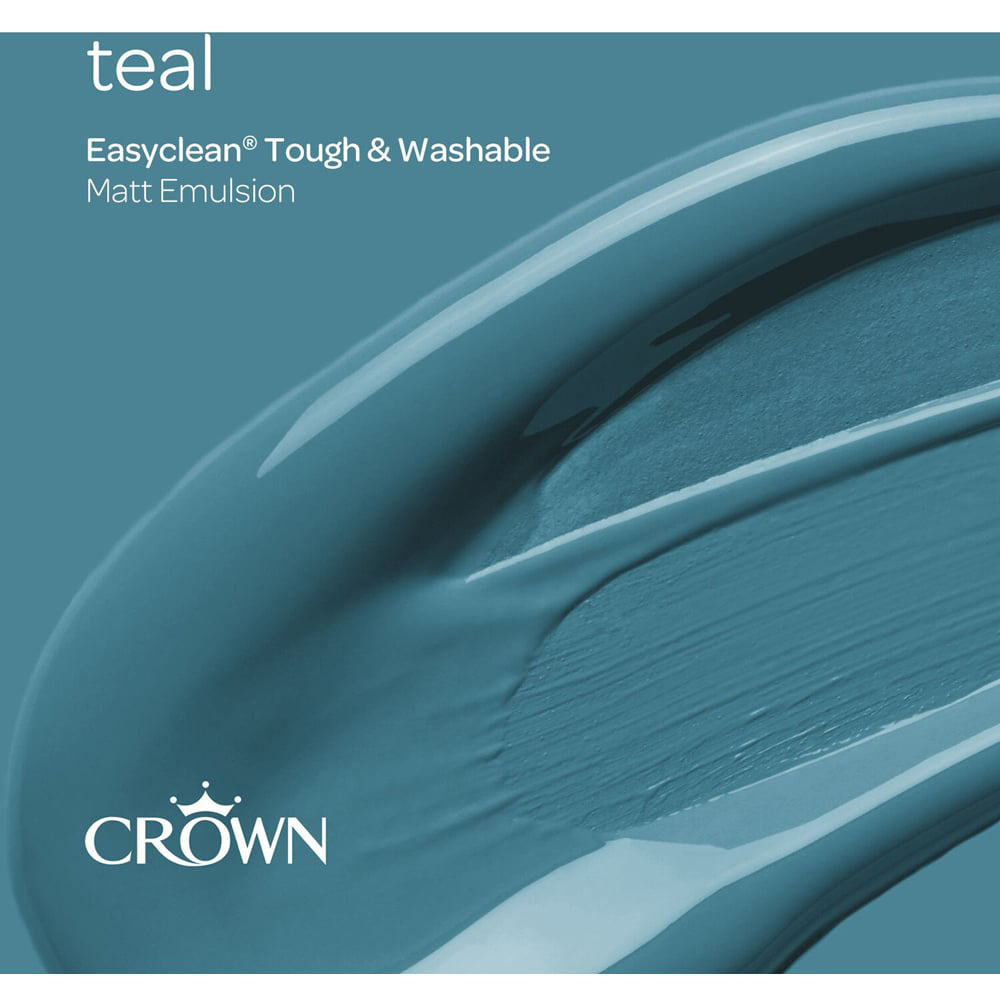 Crown Easyclean Teal Matt Emulsion Multisurface Paint 2.5L Image 6
