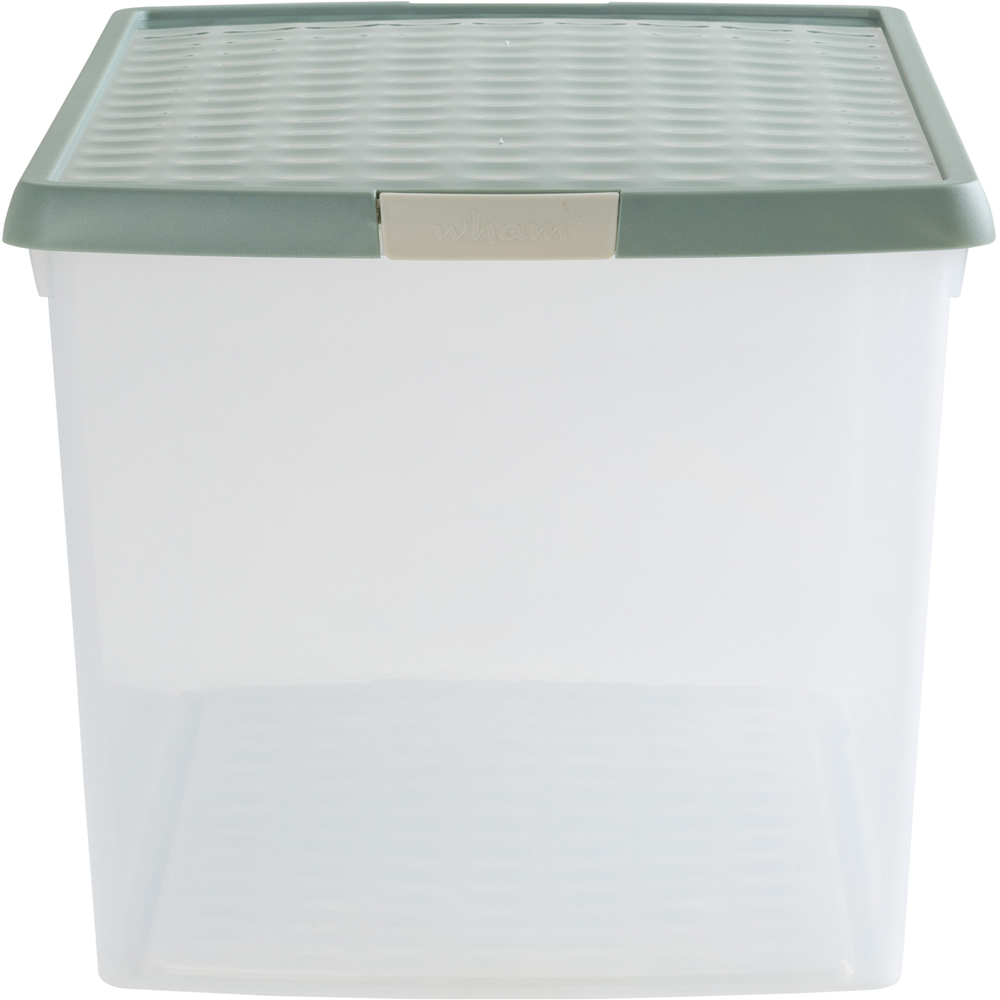 Wham Clip 62L Clear Green Milieu and Stone Rectangular Storage Box with Lid 4 Pack Image 4