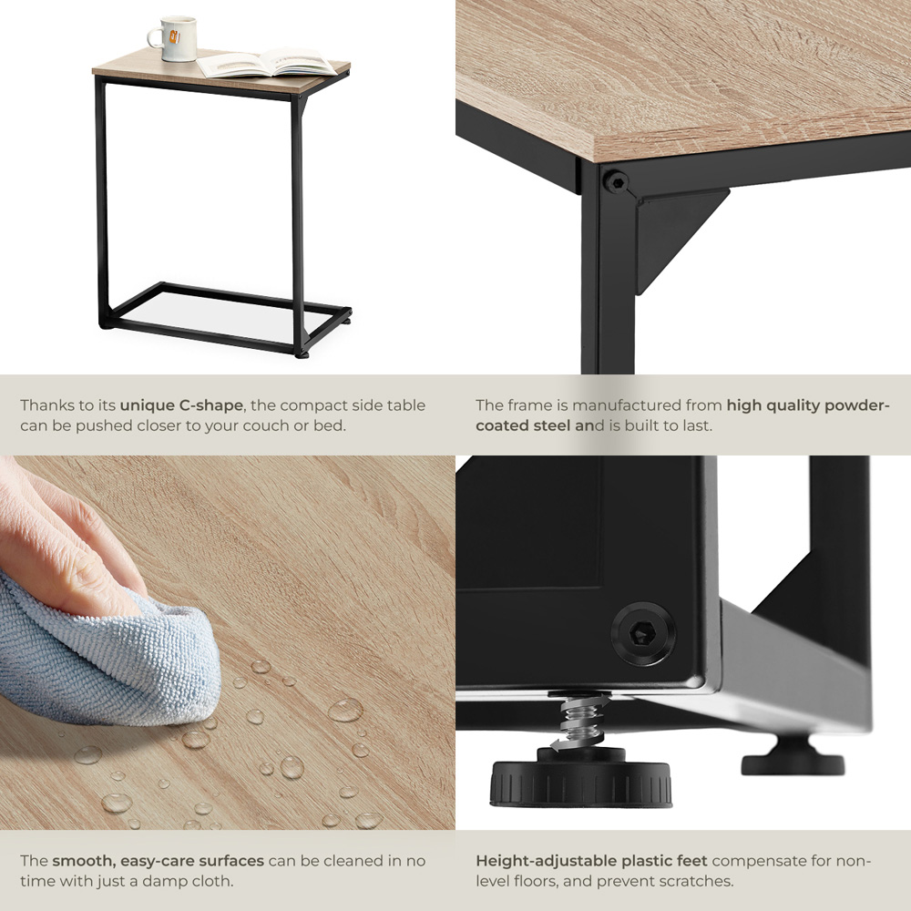tectake Cardiff Light Sonoma Oak Bedside Table Image 5