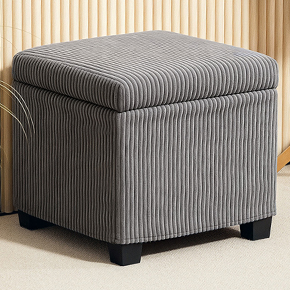 HOMCOM Grey Ottoman Footstool with Removable Lid Image 1