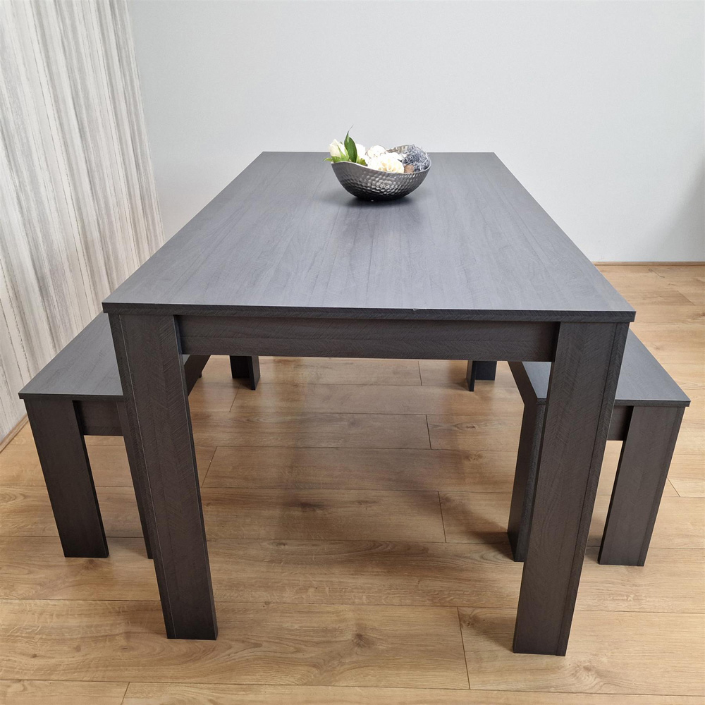 Kosy Koala 4 Seater Arrow Design Dining Bench Set Charcoal and Grey Image 4