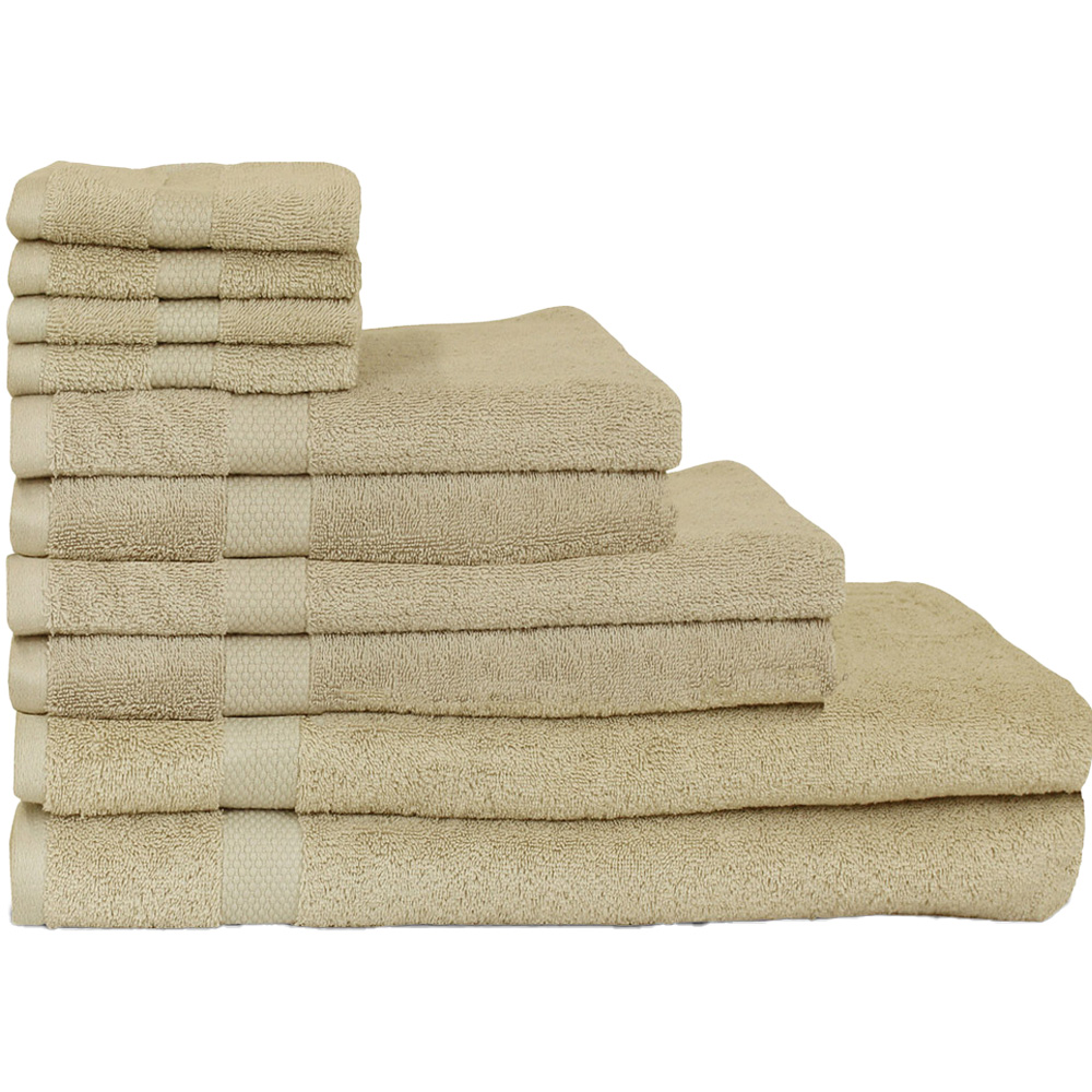 Yard Loft Combed Cotton Oatmeal Towel Bundle with Bath Sheets Set of 10 Image 1