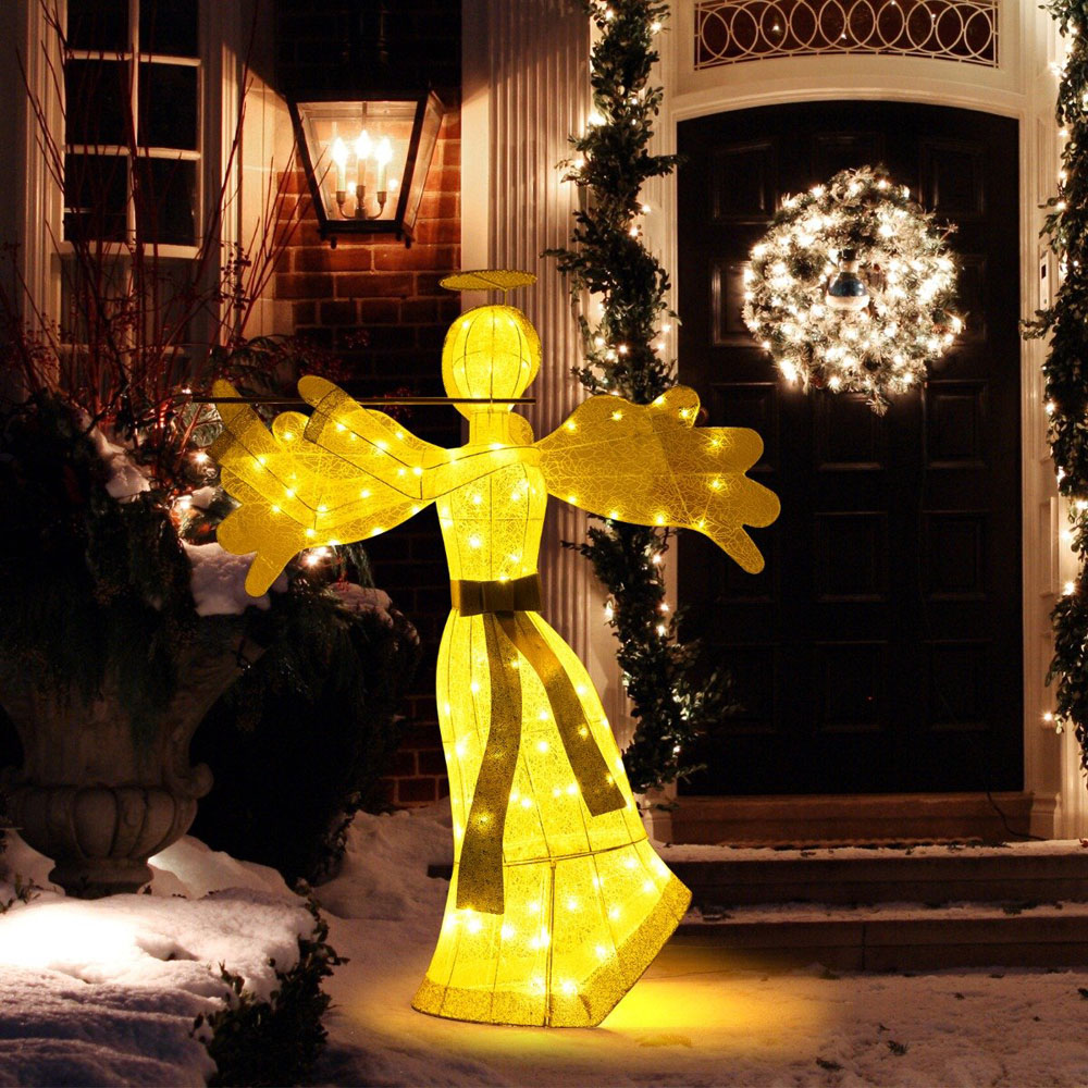 Costway 100 Warm White LED Angel Christmas Decoration 4.9ft Image 4