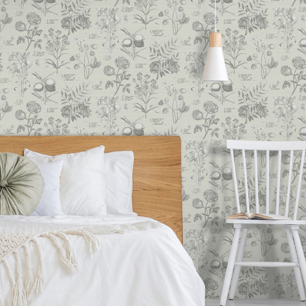 RHS Botanical Sketchbook Cream Wallpaper Image 4