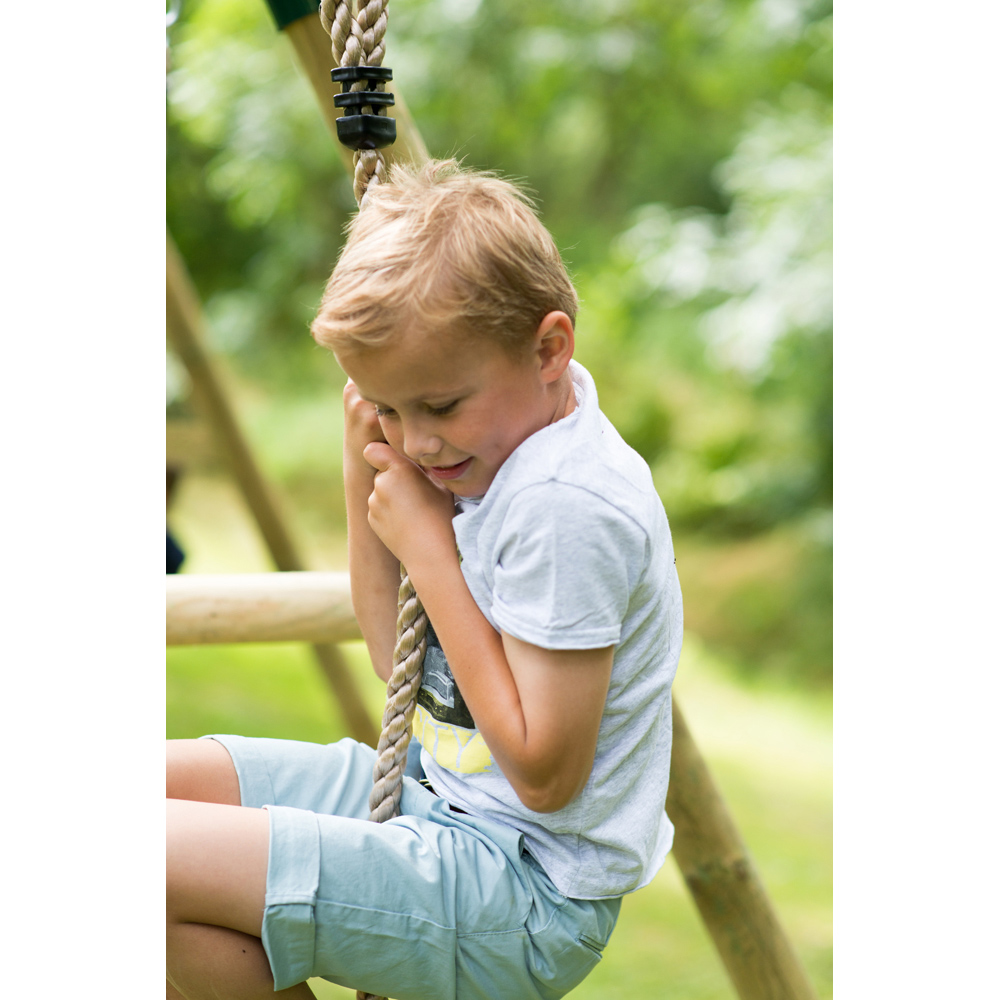 Plum Play Gibbon Wooden Double Swing Set with Climbing Rope and a Cargo Rope Ladder Image 7