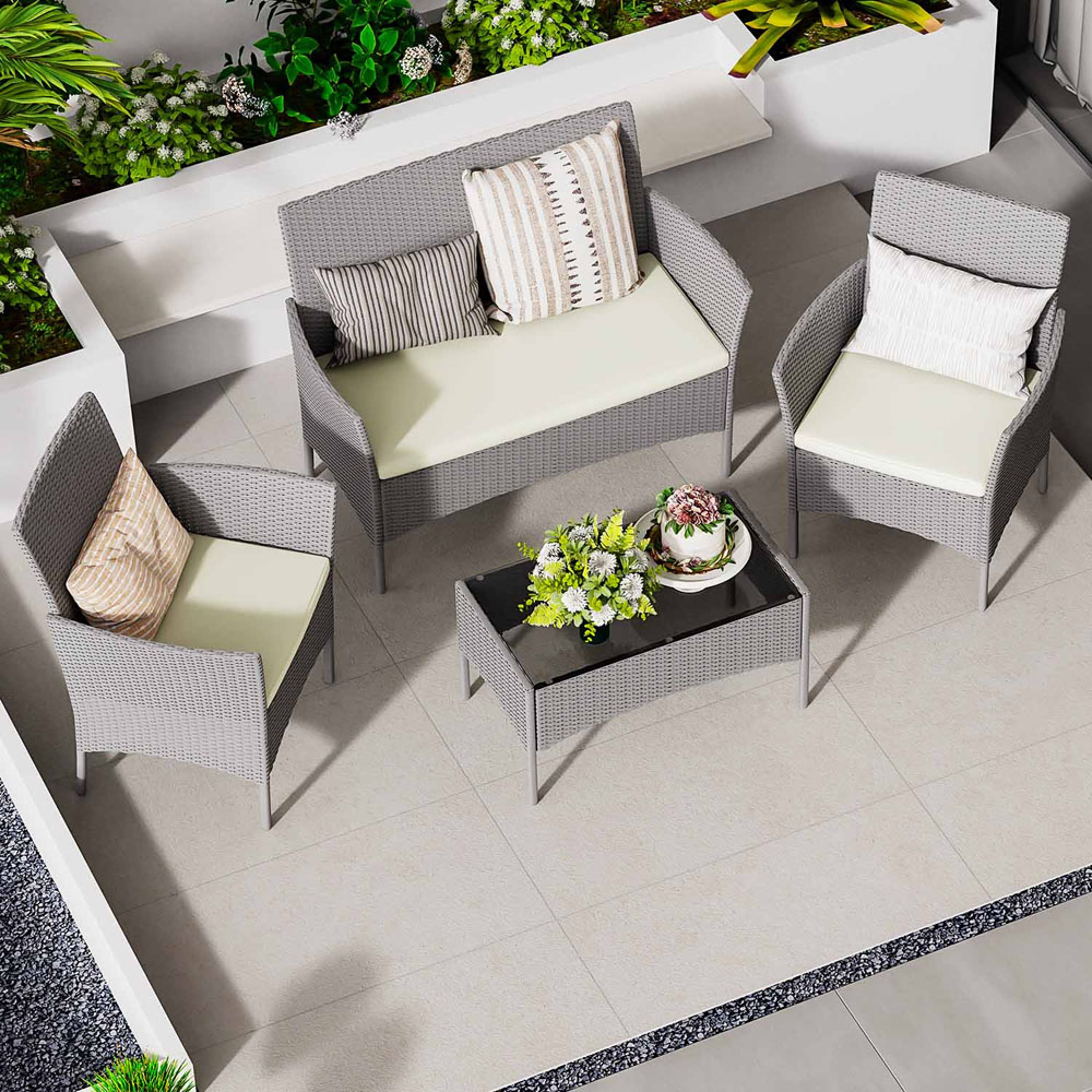 Rattrix 4 Seater Grey Rattan Garden Furniture Set with Cushion Image 3
