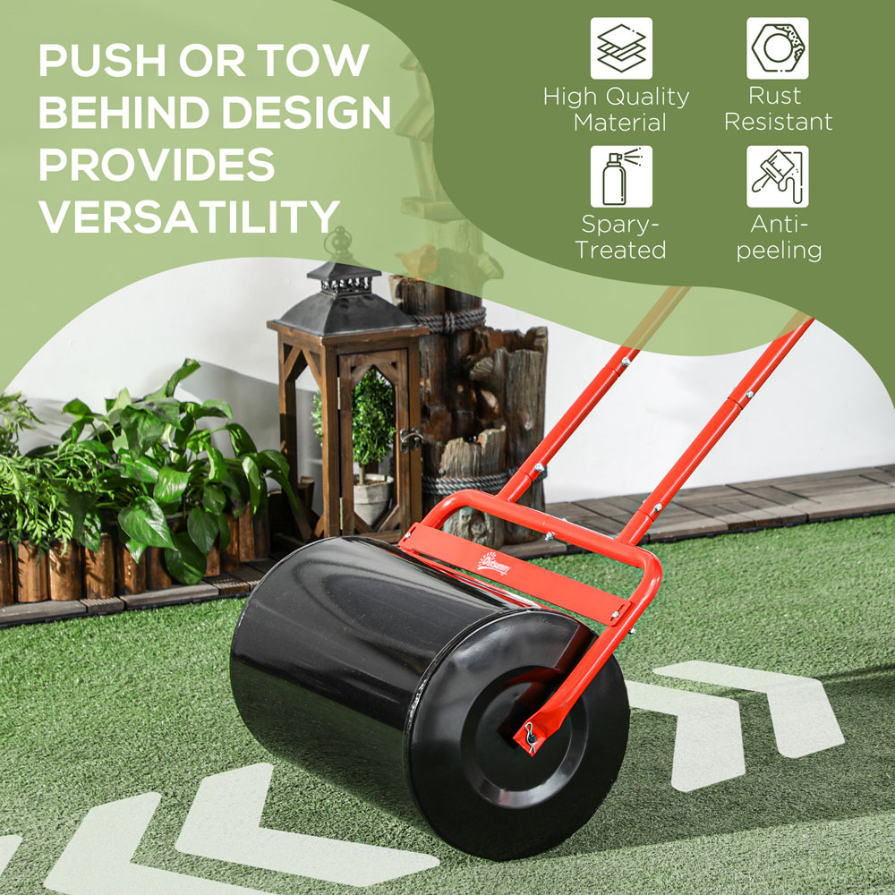 Outsunny 38L Red Fillable Steel Lawn Roller Image 6