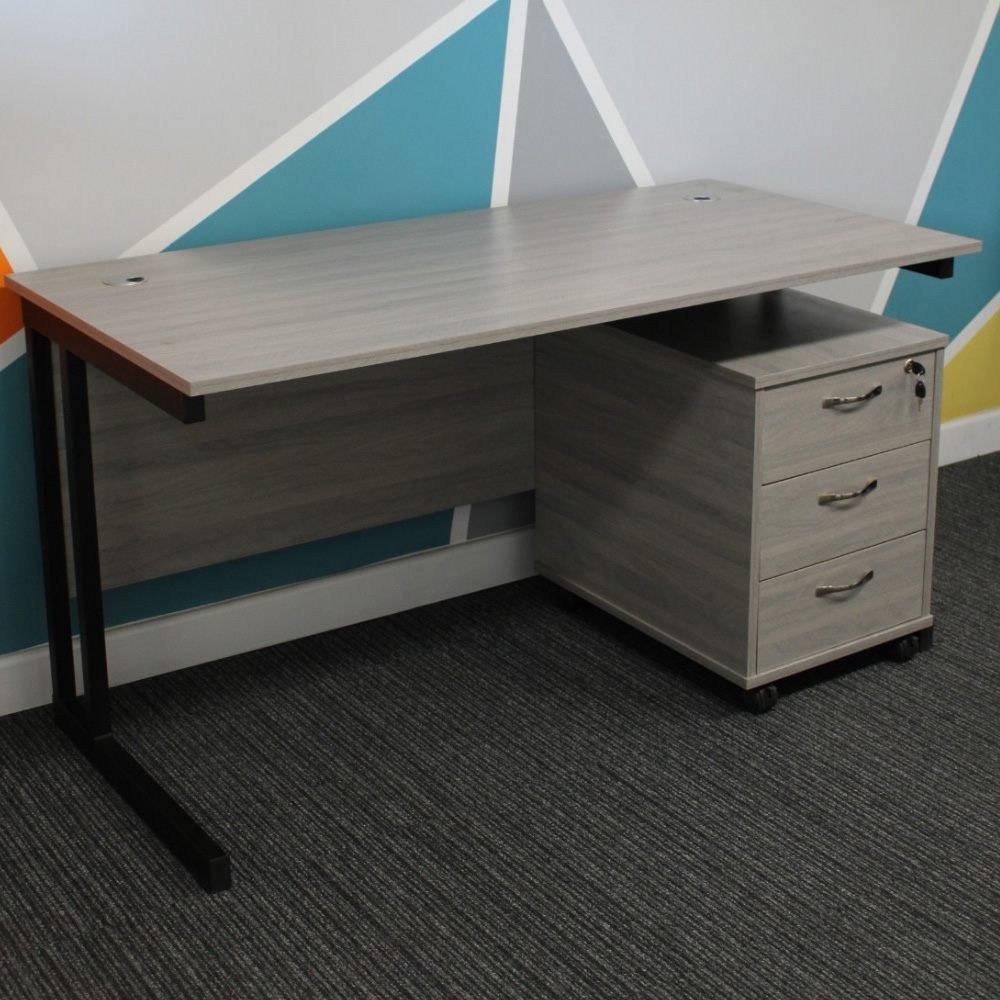 Kosy Koala Grey Wooden Office Desk with Drawer Unit Image 8