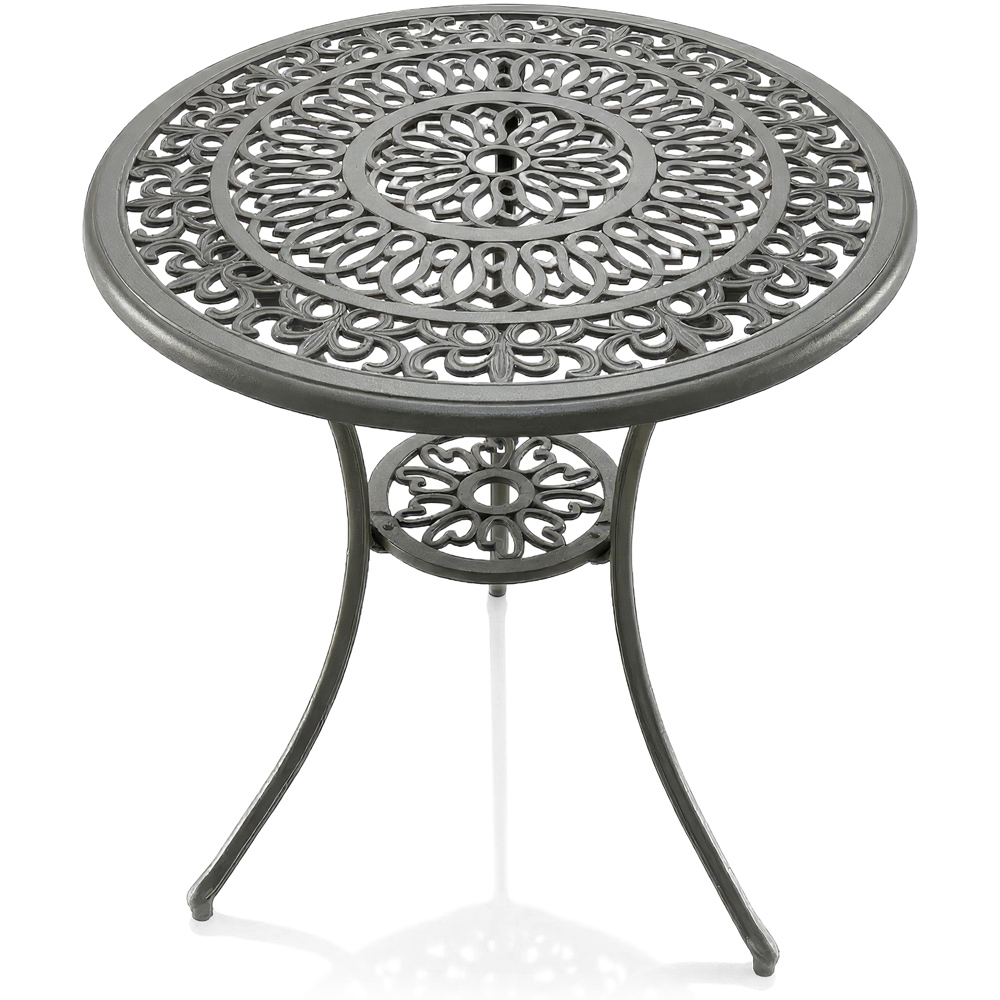 Centurion Positano 2 Seater Grey Round Garden Bistro Table with Parasol Hole Image 2