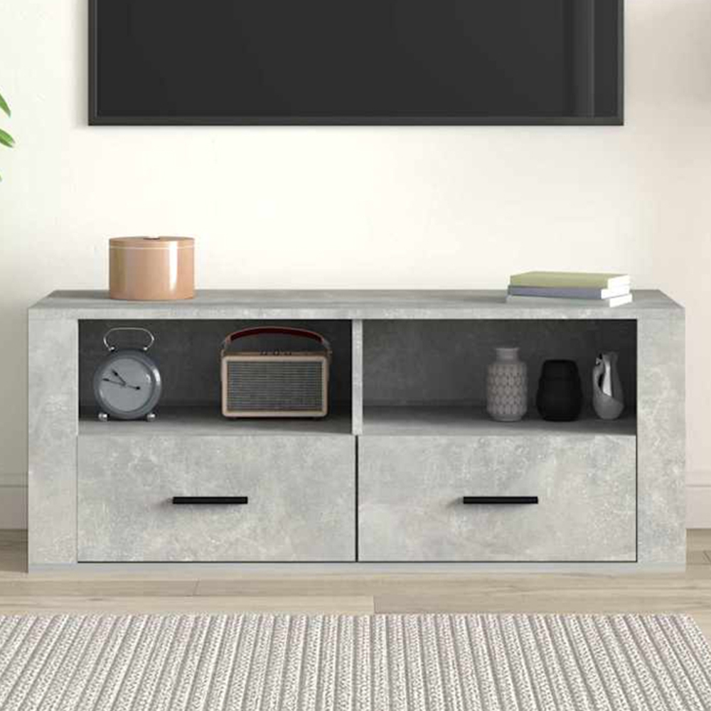 vidaXL 2 Drawer 2 Shelf Grey TV Cabinet Image 1