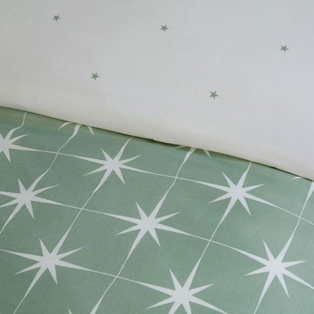 Serene Northern Stars Double Green Microfibre Fabric Duvet Set Image 3