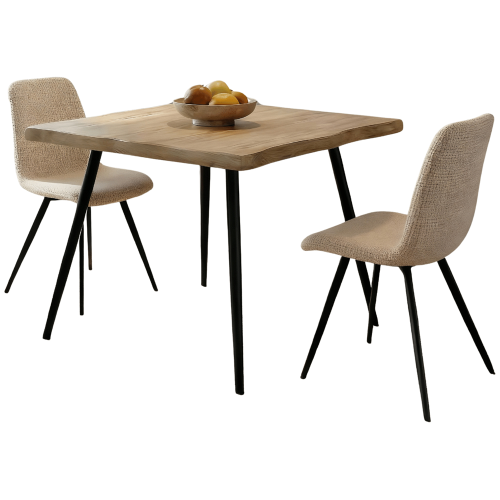 Home Source Avara and Ashford 2 Seater Square Dining Set Oak Woodgrain Effect and Beige Image 2
