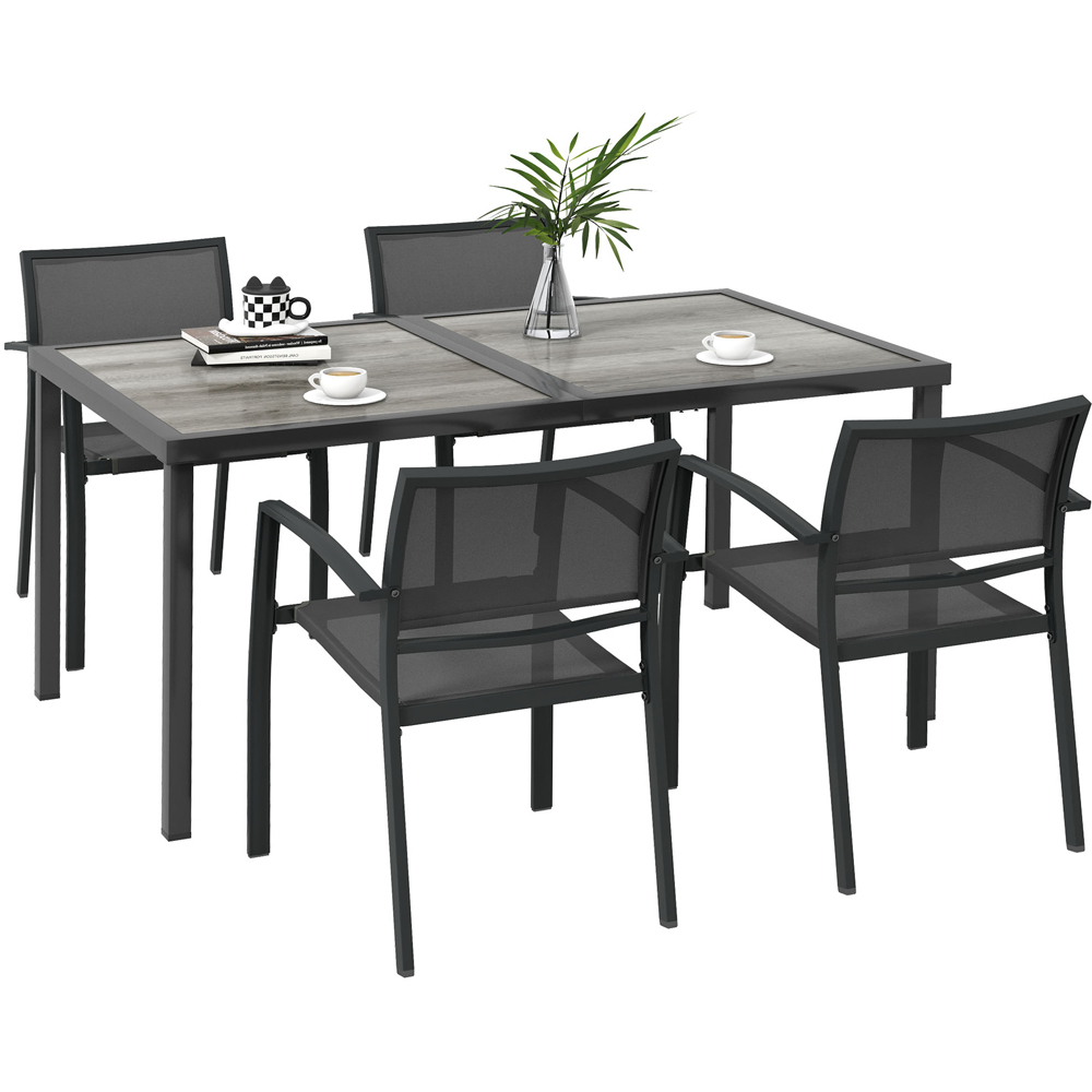 Outsunny 4 Seater Wood Effect Garden Dining Set Grey Image 2
