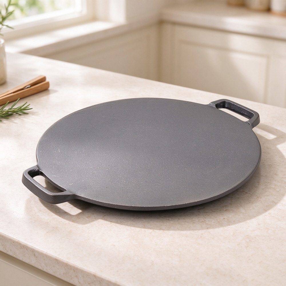 Living and Home 38 x 32cm Pre-Seasoned Cast Iron BBQ Flat Griddle Pan Image 2