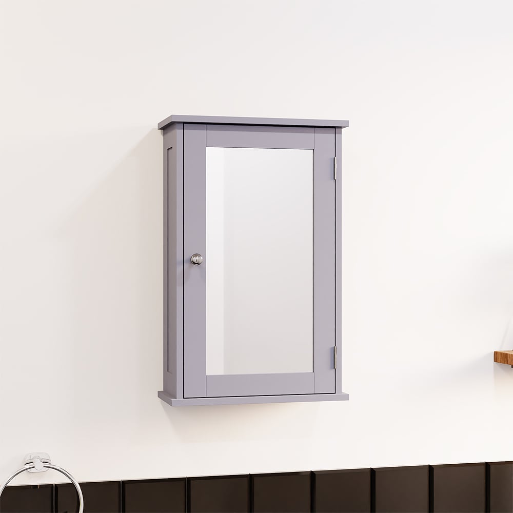 Bath Vida Priano Single Door Grey Mirror Bathroom Cabinet Image 5