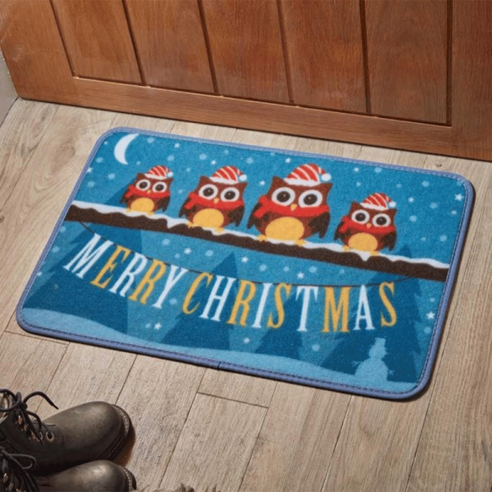 Samuel Alexander Festive Owls Fabric Christmas Door Mat 40 x 60cm Image 2