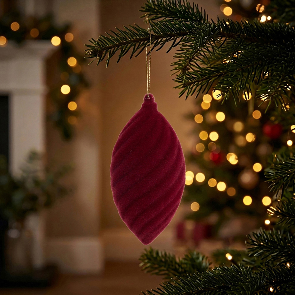 Pack of 2 Twisted Flocked Baubles Image 3