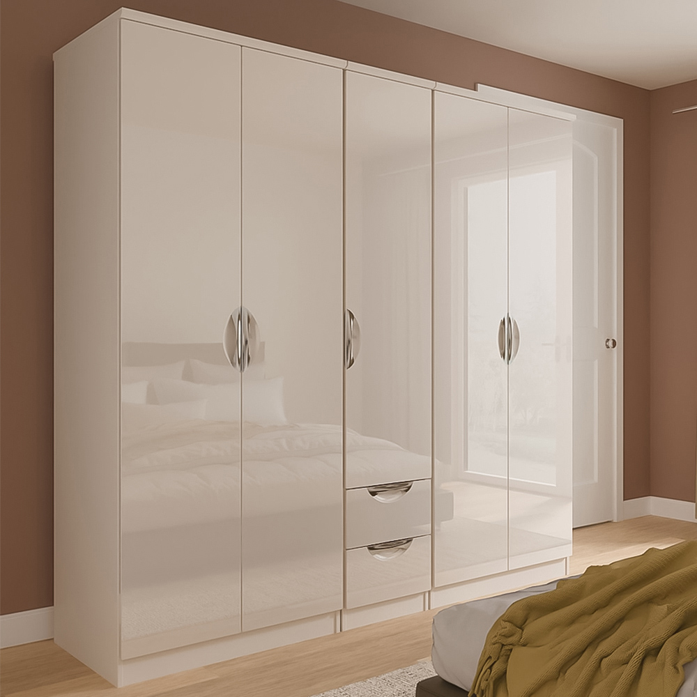 Crowndale Camden 5 Door 2 Drawer Kashmir Gloss Wardrobe Ready Assembled Image 1