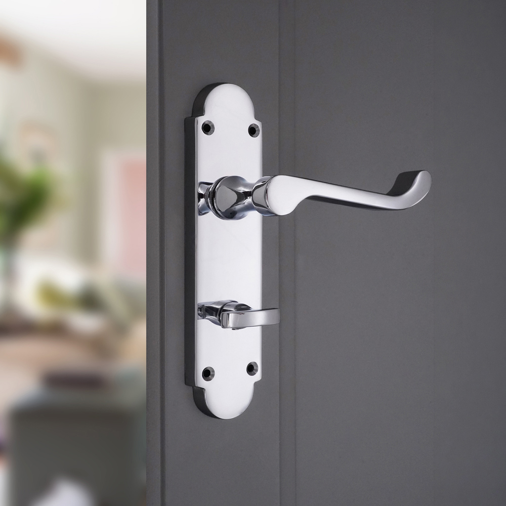 Spira Brass Oakley Polished Chrome Lever on Backplate Bathroom Door Handle 2 Pack Image 2