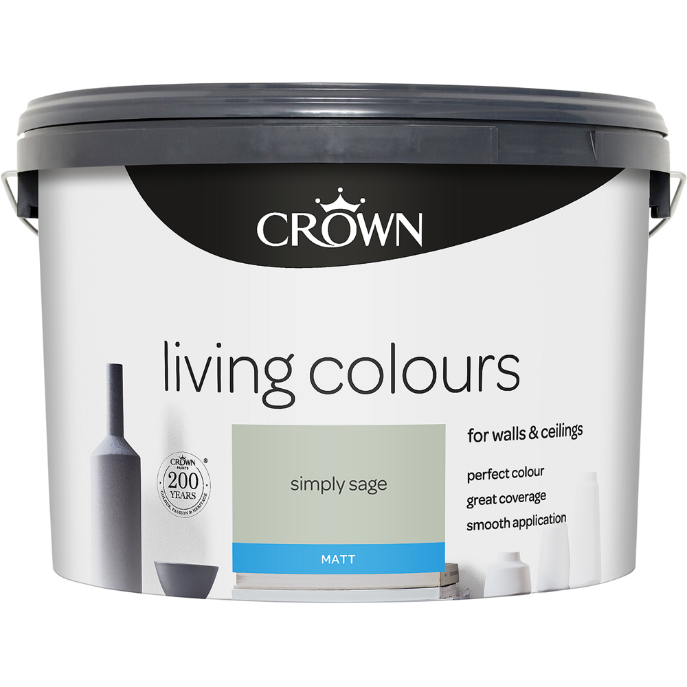 Crown Living Colours Walls and Ceilings Simply Sage Matt Emulsion Paint 10L Image 2