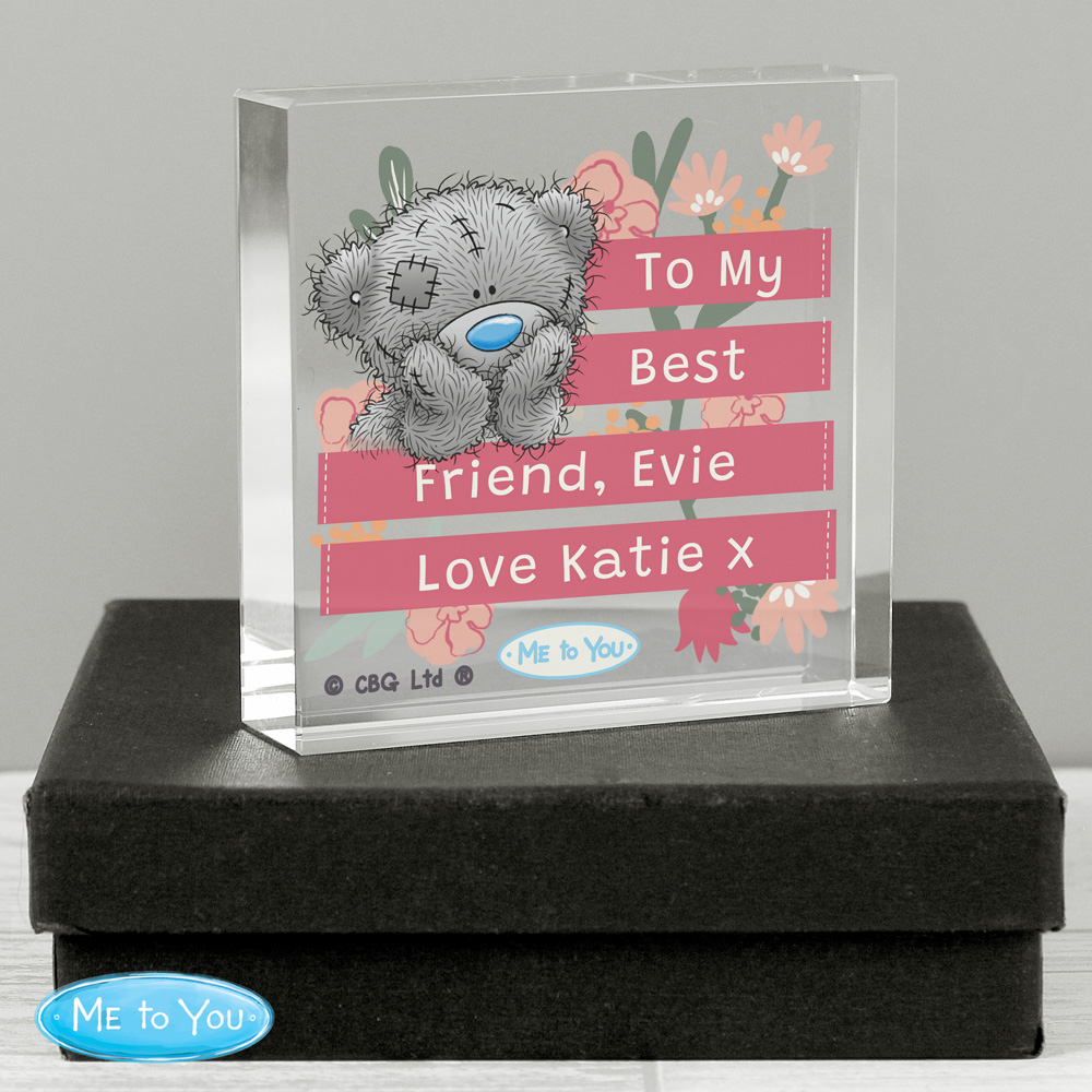 Personalised Memento Personalised Me To You Floral Crystal Token Image 3