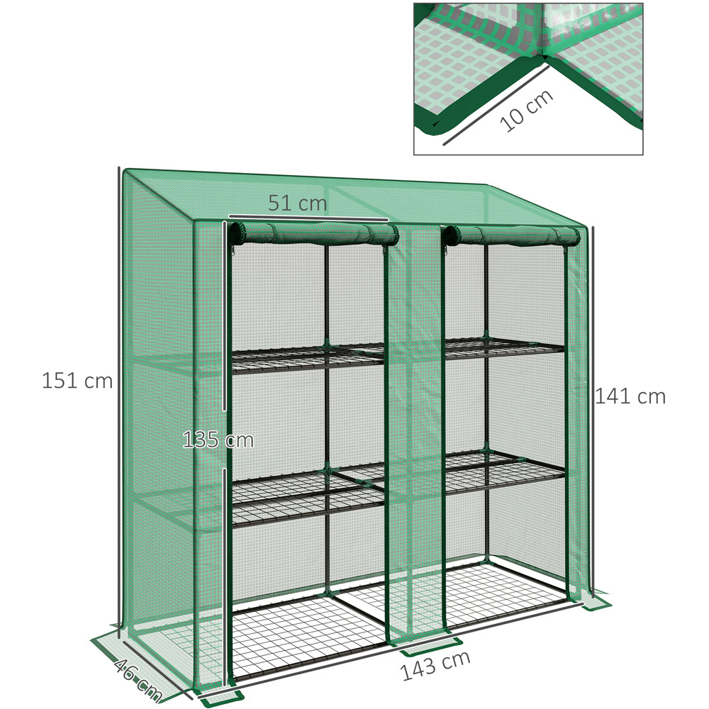 Outsunny 3 Tier Green Mini 4.9 x 4.6ft Greenhouse Image 9