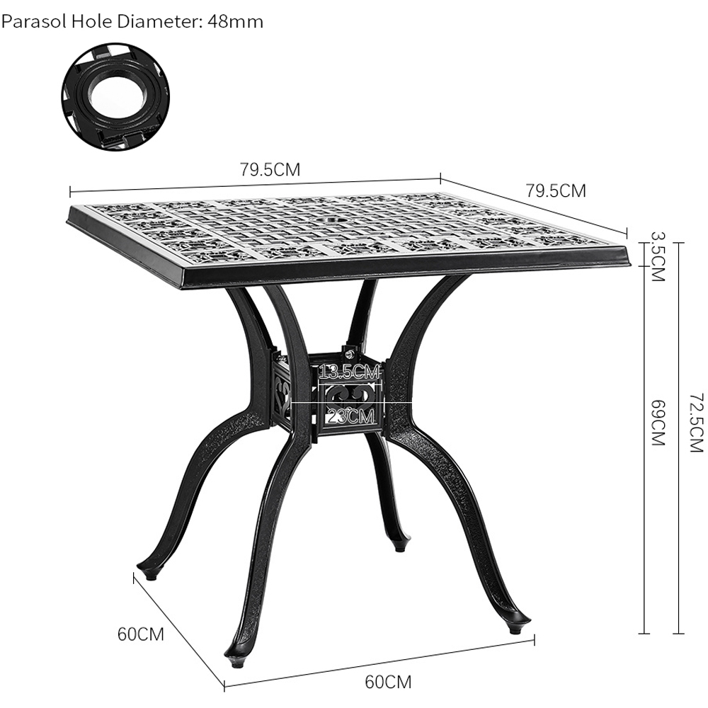 Living and Home 2 Seater Black Cast Aluminium Bistro Set Image 7