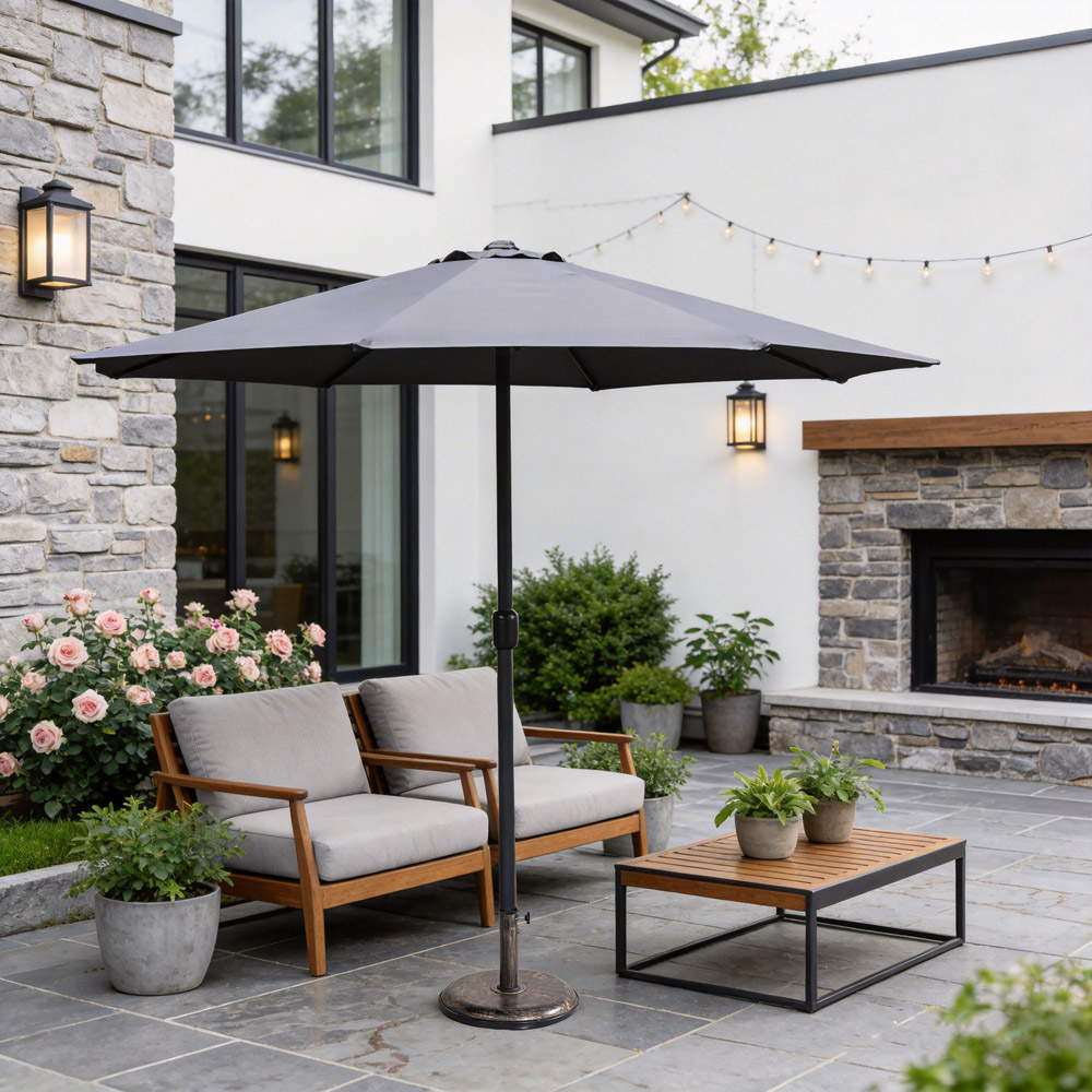 Direct Wicker Grey Classic Crank Straight Parasol 2.94m Image 4