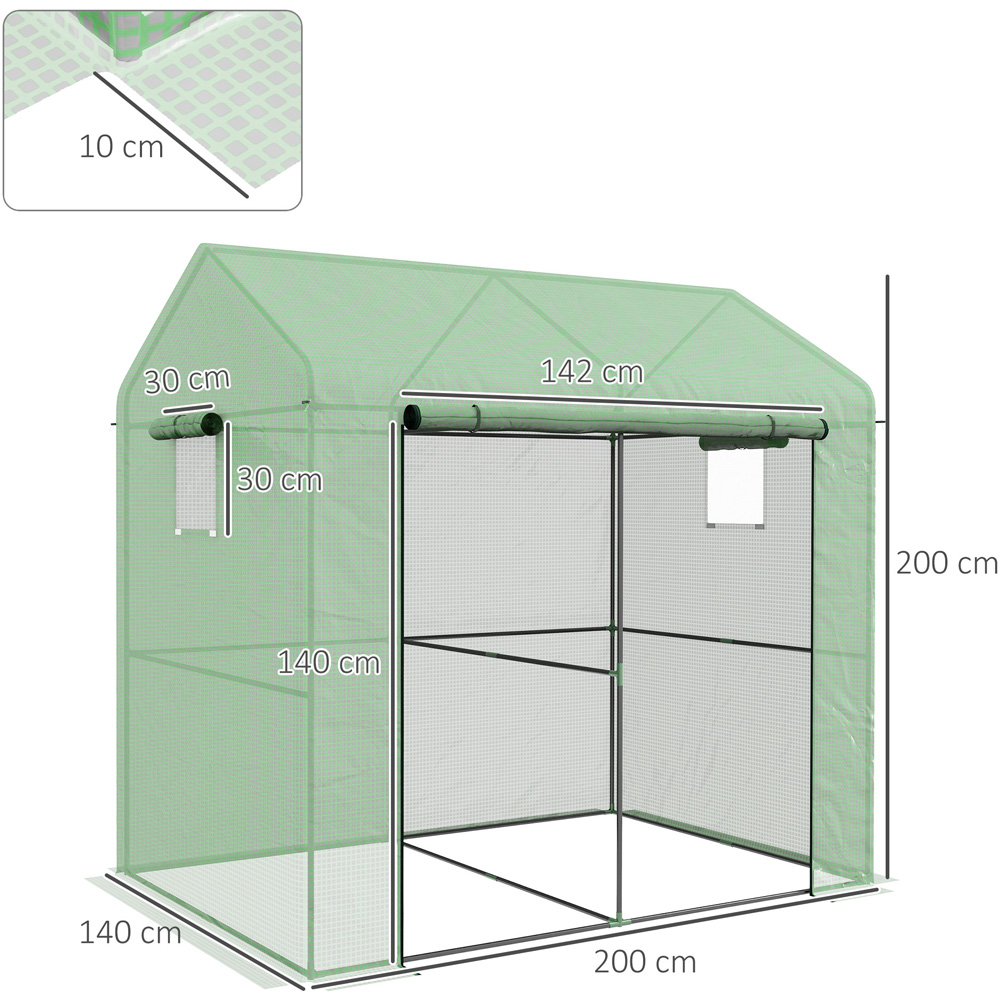 Outsunny Green Plastic 4.5 x 6.5ft Walk In Greenhouse Image 8