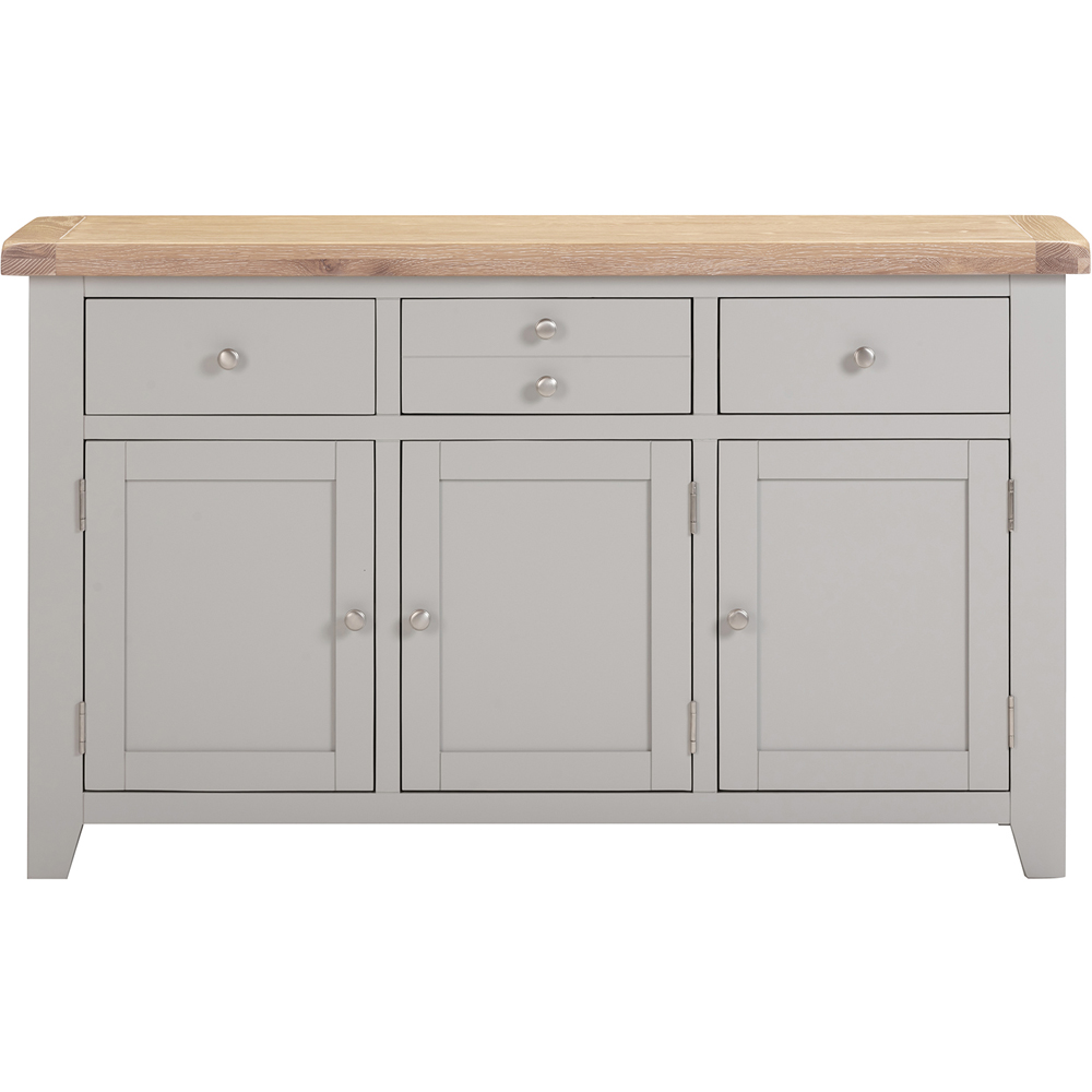 Seconique Windsor 3 Door 3 Drawer Pebble Grey and Oak Sideboard Image 3